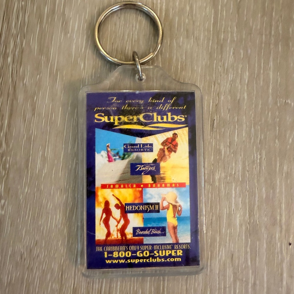 Vintage SuperClubs Caribbean Resorts Keychain Hedonism II Breezes Grand Lido